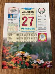 27 AĞUSTOS 2020 - TAKVİM YAPRAĞI - DOĞUM GÜNÜ HEDİYESİ - BÜYÜK SAATLİ MAARİF TAKVİMİ - 1922 - Afyon ve Sinanpaşa (Afyon), Yunan işgalinden kurtuldu -1950-İngiliz Yayın Kurumu BCC televizyonu, ilk deniz aşırı yayınını Fransa'ya yaptı- 1955 - Guiness Rekorlar Kitabı'nın ilk baskısı yayınlandı -TAC MAHAL - ÇUANG TZU