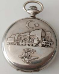 İSVİÇRE CLAREKS MARKA ORİJİNAL ANTİK KURMALI MUHTEŞEM BAKIMLI BEYAZ MAKİNA KÖSTEKLİ CEP SAATİ 1Ğ1P1R1 ÇOK ÇOK TEMİZ