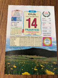 14 EYLÜL 2020 - TAKVİM YAPRAĞI - DOĞUM GÜNÜ HEDİYESİ - BÜYÜK SAATLİ MAARİF TAKVİMİ - Bolu, Sinnecik Yaylası - İLKÖĞRETİM HAFTASI (14 - 20 Eylül) - Asterix - KAŞARLI ALABALIK - 1922 - Manyas (Balıkesir), Karacabey - M. Kemal Paşa (Bursa), Bergama - Dikili (İzmir) Yunan işgalinden kurtuldu
