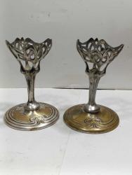 BİR ÇİFT ANTİKA PİRİNÇ AVRUPA MUMLUK