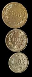 1989 50-100-500 Lira Çil pirinç sene seti