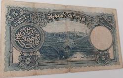 1.EMİSYON 5 LİRA (LİVRE) 1.TERTİP ORİJİNAL KAĞIT PARA NATÜREL SERİE 7 366575 SERİ NOLU ÇOK TEMİZ ÇOK NADİR