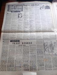 Cumhuriyet Pazar Gazetesi - 20 Şubat 1955 - Yedi Dakika Yazan Doğan Nadi - Renkli Karikatür - Küçük Kral Çizen O. Soglow - Haftanın Şakaları Yazan Burhan Felek Köşe Yazısı - Hikâye İlaç Şişesi Yazan Şakir Candoğan - İki Mühim Rolü Ciklet Çiğnerken Rejisörle Karşılaşmasına Borçlu Olan Natalie Wood Fotoğrafı - Marlon Brando ve Hayatındaki Kadınlar Fotoğrafı - İstanbula Saçları Yandığı İçin Gelemeyen Güzellik Kraliçesi Eleonora Salli Fotoğrafı - Timurlenk Filmi - Ev Kadın Moda Köşesi - Bir İnsanın Değeri Ne Kadar - Kıskanç Mısınız Anket - Suya Boğulmuş Bir Kerbela Yazan Nuyan Yiğit - Kırmızı Sakallı Adam Yazan Peter Cheyney - Yaşadığımız Şehir Röportajı Yapan Reşad Enis - Türkiye'de Hafif Geçen Kışlar Yazan Fuad Duyar - İster İnan İster İnanma Çizen Ripley - Madame Tussaud Mumyalar Müzesinde NATO Başkomutanı General Gruenther'in Heykeli Fotoğrafı