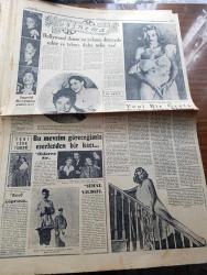 Cumhuriyet Pazar Gazetesi - 21 Kasım 1954 - Yedi Dakika Yazan Doğan Nadi - Renkli Karikatür - Gelişigüzel Yafta Yazan Hamdi Varoğlu - Küçük Kral Çizen O. Soglow -  Haftanın Şakaları Yazan Burhan Felek - Öldürmekten Zevk Alan Bir İmparator Commodus Yazan Mustafa Baydar - Eğlencelik Yazan Haluk Durukal - Hollywood Denen Şu Yalancı Dünyada Sahte ve Takma Daha Neler Var - Ingrid Berman Gülüyor Fotoğrafı - Yeni Bir Greta Garbo Anita Ekberg Fotoğrafı - Yeni Türk Filmleri - Öldüren Sır Filminin Başartistleri Muazzez Arçay Muzaffer Tema Mümtaz Ener Ve Ayten Çankaya Fotoğrafı - Şimal Yıldızı Filminin Bir Sahnesinde Ayhan Işıkla Nurhan Nur Fotoğrafı - Ev Kadın Moda Köşesi - Günde Beş Dakikalık Sabah İdman Hareketleri - Birgün İçinde Farkında Olmadan Neler Yapıyoruz - Ali Ulvi'den Seyahatname - Meşhur Hususi Trenler - Amerika'da Zenciler Beyazlanıyor - Meşhurların Büyük Aşkları Yazan Feyyaz Tokar - İster İnan İster İnanma Çizen Ripley