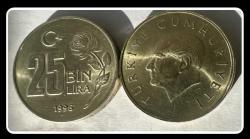 1996 - 25 BİN LİRA (25.000 BİN) “T.C TERS/DÜZ 2’li Takım” TCM96 “SETTEN ÇIKMA”