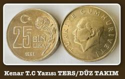 1997 - 25 BİN LİRA (25.000 BİN) “T.C TERS/DÜZ 2’li Takım” TCM96 “SETTEN ÇIKMA”