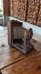 vintage körüklü fotoğraf makinesi görünümlü metal biblo & 13x12x7 cm