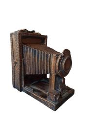 vintage körüklü fotoğraf makinesi görünümlü metal biblo & 13x12x7 cm