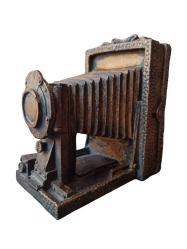 vintage körüklü fotoğraf makinesi görünümlü metal biblo & 13x12x7 cm
