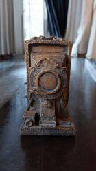 vintage körüklü fotoğraf makinesi görünümlü metal biblo & 13x12x7 cm
