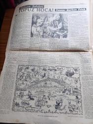 Cumhuriyet Pazar Gazetesi - 25 Mayıs 1952 - Yedi Dakika Yazan Doğan Nadi - Renkli Karikatür - Bir Ressamın Atelyesinde Doğan Yeni Bir Sanat Kolu Yazmacılık Yazan Yaşar Kemal - Cebelitarık Maymunları ve Eski Bir Efsane - Haftanın Şakaları Yazan Burhan Felek - Fethin 500. Yıldönümünde İstanbul'da Çiçek Bayramı Çizimi - Sanatlarını Analarına Havalarına Borçlu Olan Meşhur Artistler -  Cumhuriyet Hollywood'da Yazan Haluk Durukal - Joan Crawfordla Kulüpte Bir Gece Fotoğraf - Yeni İngiliz Artistlerinden Joan Collins 18 Yaşına Bastı Fotoğrafı - Terence Morgan Ve Dört Güzel Kız Fotoğrafı - Şehrin Göbeğinde Bir Köy Düğünü Yazan Kazım Kip - Dünya Etrafında Kurulacak Olan Suni Ay Naylondan Yapılacak - Alman Casusunun Şifre Defteri Nasıl Ele Geçirildi Yazan Feyyaz Tokar - Sanat Şaheserler Ve İlhan Perileri Yazan Cenap Ozankan - Hikaye Dünyanın En Mesut Adamı Yazan Albert Maltz - Zihin Sporları - Ev Kadın Moda Köşesi - Londra New York Ve Paris Yaz Modelleri - İster İnan İster İnanma Çizen Ripley