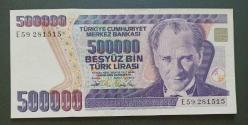 7 Emisyon E 59 281515 Seri 500 Bin Lira Çil altı