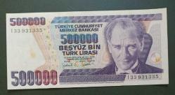 7 Emisyon I 33 931335 Seri 500 Bin Lira Çil ( Leke vardır fotoğraflara bakınız)