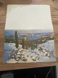 Kış mevsimi doğa deniz manzarası kartpostal 20x12 ebatında