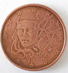 1999 FRANSA 1 EURO CENT ORİJİNAL MADENİ PARASI 1CCC1E NADİR