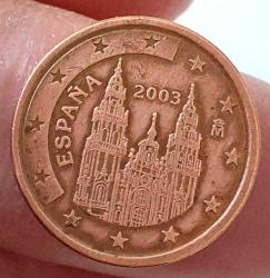 2003-M İSPANYA 1 EURO CENT ORİJİNAL MADENİ PARASI LL2ZZ1 NADİR