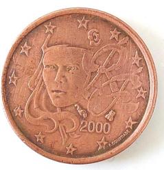 2000 FRANSA 1 EURO CENT ORİJİNAL MADENİ PARASI ĞĞĞ1R1 NADİR