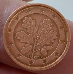 2018-D ALMANYA 1 EURO CENT ORİJİNAL MADENİ PARASI 1HHH1R NADİR