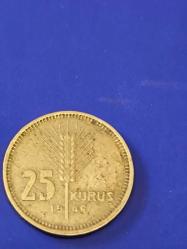1946 25 Kuruş Top Mermisi orta Kondüsyondadıdır