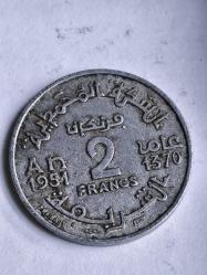 2 Franc 1951 Fas Morocco Orjinal Para