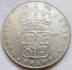 İSVEÇ 1 Kron, 1970 ÇÇT+ 