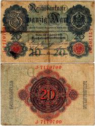 P#46b Almanya 20 Mark 1914 Temiz