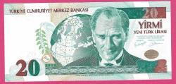 Turkey 20 YTL ND (2005-2010) Serie--A07--P219  UNC (TK 18 212) ÇİL