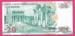 Turkey 20 YTL ND (2005-2010) Serie--E34--P219  UNC (TK 18 214) ÇİL