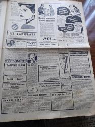 Cumhuriyet Gazetesi - 3 Ekim 1953 - Türk Fransız Dostluğu Ve İttifakı Cumhuriyet Başmakale - Fransız Başbakanı Laniel İle Müzakereler - Cumhurbaşkanı Celal Bayar Fransız Başbakanını Kabul Etti Fotoğraf - Mavi Kuvvetleri Dün Çorluyu İşgal Etti Fotoğraf - Amerika Rusya Paktı Mı - Harika Su Partisi Unvanını Kazanan Florence Chadwick Boğazda Yüzerken Fotoğrafı - Harika Çocuk İdil Biret Fotoğrafı - Necmettin Sadak'ın Cenazesi Dün Törenle Defnedildi Fotoğrafı - Lizbon Cerrahi Kongresi Yazan Ordinaryüs Profesör Doktor Kazım İsmail Gürkan - Beyaz Köşkte Oturanlar Yazan Rikkat Köknar Yazı Dizisi - Kore'deki Tarafsızlar Yazan Ömer Sami Coşar - Esnafın Öğle Tatili Yazan Burhan Felek Köşe Yazısı - Artist Esther Williams'ın Bir Kız Çocuğu Oldu - Fenerbahçe Takımı Bugün İngiltere'ye Gidiyor - İstanbul Ankara Radyosu Programı - Haçlı Seferi Filmi Bugün Saray Ve Tan Sinemasında - Resimli Roman Bolo Paşa Vakası Yazan Pierre Gordeaux - 3 Saatte Kurulan 50 Bin Parçalı Hastane - Steyr Otobüs