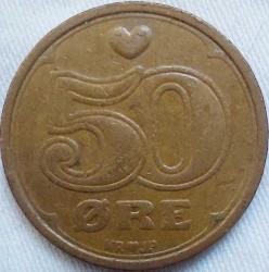 DANİMARKA 50 Öre, 1989 ÇÇT 