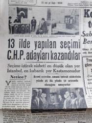 Cumhuriyet Gazetesi - 19 Ekim 1948 - Netice Yazan Nadir Nadi Başmakale - 13 İlde Yapılan Seçimi CHP Adayları Kazandılar - Aydın'da Yapılan Seçimden İki İntiba Fotoğrafı - Güvenlik Konseyi Fevkalade Bir Toplantıya Çağrıldı - Sabah Filistin Öğleden Sonra Berlin Meseleleri Görüşülecek - Truman'a Göre Barış Yolu - Cumhurbaşkanı İsmet İnönü Dün Bursa'dan Döndü Fotoğraf - Amerika Dışişleri Bakanı Marshall Roma'da - Milletvekili Muammer Alakant Halk Partisinden Çekildi - Avrupa'ya Yardım Programı - Patrik Maksimos Dün İstifanamesini Verdi - İsviçre Mektupları Yazan Doktor Kemal Saraçoğlu - Dar Yol Yazan Peride Celal Yazı Dizisi - Hakikatle Karşı Karşıya Yazan Burhan Felek Köşe Yazısı - Dünya Güreş Şampiyonu Yaşar Doğu Vezirköprüde - Esir Kız Sümer Sinemasında - Reşat Nuri Güntekinin Yazdığı Bir Dağ Masalı Turgut Demirağ Tarafından Sinemaya Nakledilmiştir - Philips Radyo - Bugünkü Radyo Programı - Bulmaca - İstanbul Belediyesi Şehir Tiyatroları Dram Kısmında Antonius ve Kleopatra