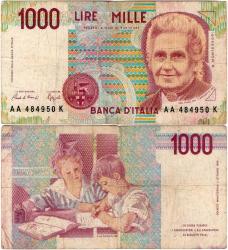 P#114a.1 İtalya 1000 Lire 1990 ÇT (AA-48)