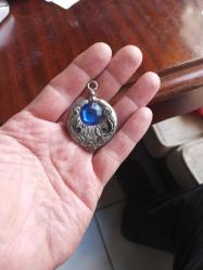 Alman gümüşü taşlı kolye ucu