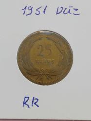 25 KURUŞ 1951 **RR* NADİR (DÜZ) özel kapamada
