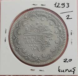 ABDÜLHAMİD 20 Kuruş (1293/2 Kostantiniye Gümüş