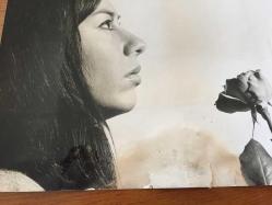 TÜLAY GERMAN'IN ORİJİNAL BÜYÜK BOY FOTOĞRAFI - 24 x 18 cm EBADINDA (AÇIKLAMAYI OKUYUNUZ) - TÜLAY GERMAN BİR GÜL KARŞISINDA POZ VERİRKEN YANDAN ÇEKİLMİŞ BİR KARE