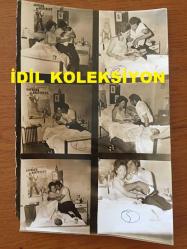 İRFAN ATASOY'UN ORİJİNAL FOTOĞRAFI - 18 x 12 cm EBADINDA - İRFAN ATASOY YENİ DOĞUM YAPAN EŞİ HAMİYET YANKI ATASOY ve BEBEKLERİ ZEYNEP ATASOY'LA ÇEKİLMİŞ 6 FARKLI KARE TEK FOTOĞRAF İÇİNDE, AĞUSTOS 1972