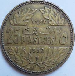 LÜBNAN 25 Piastre, 1952 ÇÇT+
