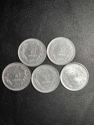 1975 YILINA AİT MADENİ 50 KURUŞ  5 ADET  ( ACMONİTAL ) TCM 4744
