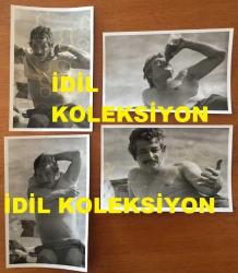 YEŞİLÇAM'IN UNUTULMAZ OYUNCUSU BİLAL İNCİ'NİN ORİJİNAL 4'LÜ FOTOĞRAF SETİ - 18 x 12 cm EBADINDA - BİLAL İNCİ GÜNEŞLENMEK İÇİN ÜZERİNİ ÇIKARIP İÇECEĞİNİ ŞİŞEYLE YUDUMLADIĞI ANLARRDA ÇEKİLMİŞ 4 FARKLI KARE