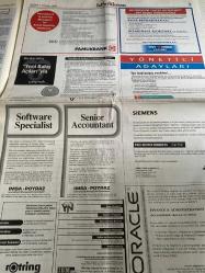 SABAH İŞ PARA İNSAN GAZETESİ DOĞUM GÜNÜ GAZETESİ - 7 HAZİRAN 1998 -Tamer Başar Melih Arat – Peryön’ün 2000 harekâtı – Swissotel 800 dünya vatandaşıyla emrinizde – Etkili sunum için faydalı bir eser – Müfettiş Yardımcıları – Teknoloji liderinin ekibine katılmaya çağırıyoruz – Satış uzmanı – Bilgi teknolojisi uzmanı – Müdür yardımcıları – Satış sorumluları – Satış mühendisleri – Ürün müdürü/asistanı – Üretim şefi – Endüstriyel ilişkiler şefi – İdari işler müdürü/sorumlusu – Mağazalar koordinatörü – Sistem destek uzmanları – PC destek uzmanı – Satınalma uzmanı – Lojistik/planlama uzmanı – Finansal kontrol ve raporlama uzmanı – Genel muhasebe uzmanı – Maliyet muhasebesi uzmanı – Personel/bordo uzmanları – Müşteri hizmetleri uzmanı – Yönetici sekreteri – Resepsiyonist – Yönetici asistanı – Reklam sorumlusu – Sıcak satışın duayeni – Emlakçılardan ofis kiralarken – Sivil toplumun eksperleri Türkiye’de – AB’yle kurulan genç köprü