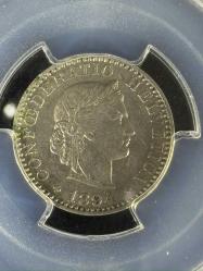 PCGS AU55 – 1894 İsviçre 20 Rappen | QR Kodlu Sertifikalı Orijinal Koleksiyon Parası