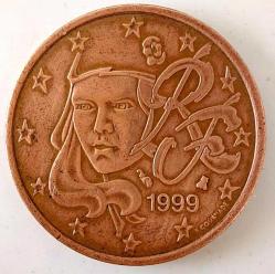 1999 FRANSA 5 EURO CENT ORİJİNAL MADENİ PARASI M1A1A1 NADİR