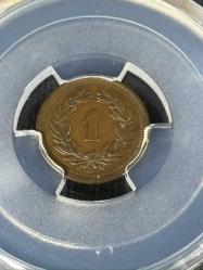PCGS MS63BN Sertifikalı – 1908 B İsviçre 1 Rappen | Koleksiyonluk Bronz Para