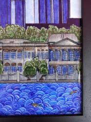 İZNİK VAKFI 2002 EL YAPIMI BOĞAZİÇİ SWISSOTEL VE DOLMABAHÇE SARAYI TASVİRLİ ÇİNİ RESİM PANO