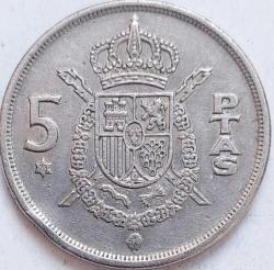 İSPANYA 5 Pesetas, 1975 ÇÇT+ 