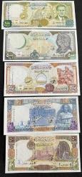 Suriye Hafız Esad Dönemi 50, 100, 200, 500, 1000 Pound 1997, 1998 Çil Set