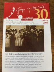 30 KASIM 2008 - TAKVİM YAPRAĞI - DOĞUM GÜNÜ HEDİYESİ - GAZİ MUSTAFA KEMAL ATATÜRK FOTOĞRAFLI BÜYÜKÇEKMECE BELEDİYESİ TAKVİMİ - 'En doğru tarikat, medeniyet tarikatıdır' - Tekke ve zaviyelerle türbelerin kapatılışı - 1900- Yazar Oscar Wilde Paris'te bir otel odasında, duvar kağıdına 