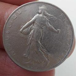 1977 FRANSA 1 FRANC ORİJİNAL MADENİ PARASI F1RR1A NADİR