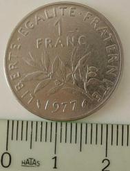 1977 FRANSA 1 FRANC ORİJİNAL MADENİ PARASI F1RR1A NADİR